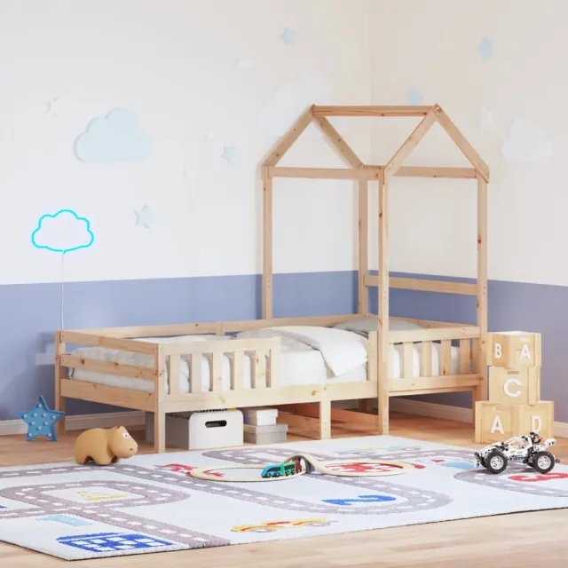 vidaXL Bedframe met huisje massief grenenhout 100x200 cm Bruin