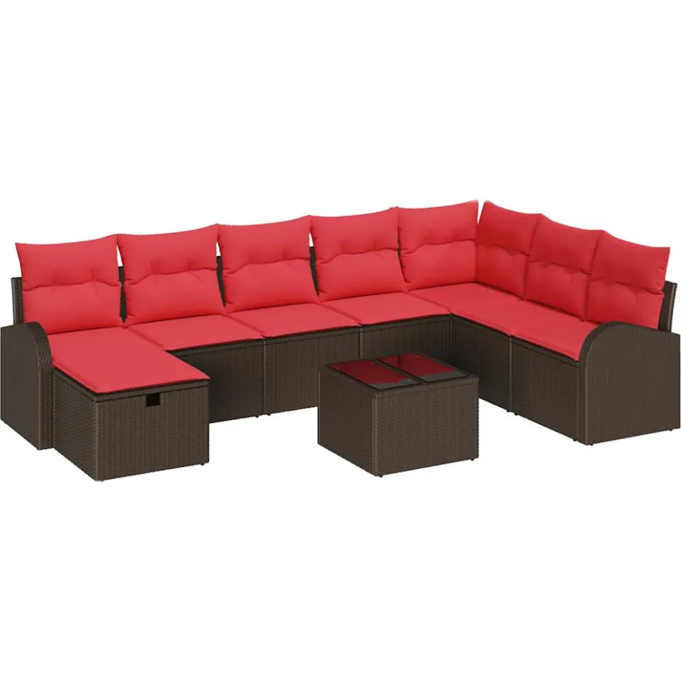 vidaXL Tuin Sofa Set 9 st Bruin poly rattan