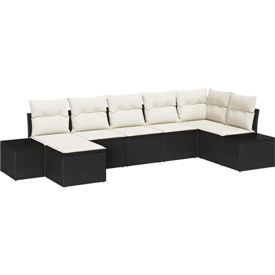 vidaXL Tuin Sofa Set 7 st Zwart poly rattan