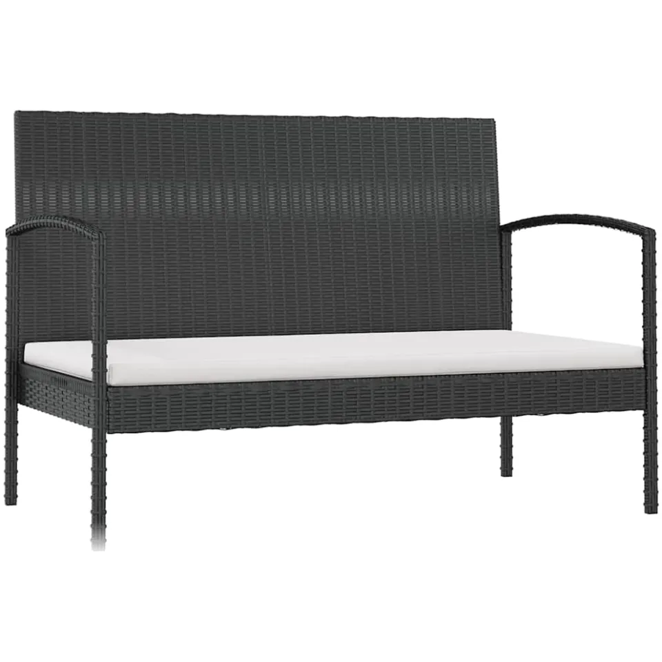 vidaXL 16-delige Loungeset met kussens poly rattan zwart