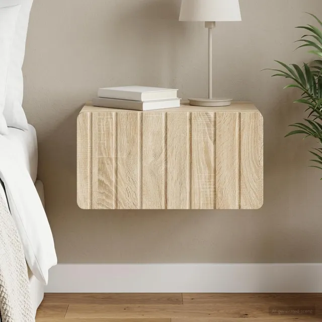 vidaXL Wandbeugel Bedkast Sonoma Eiken 49 x 34,5 x 24 cm Bewerkt hout, foto 2