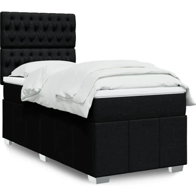 vidaXL Boxspring met matras stof zwart 100x200 cm