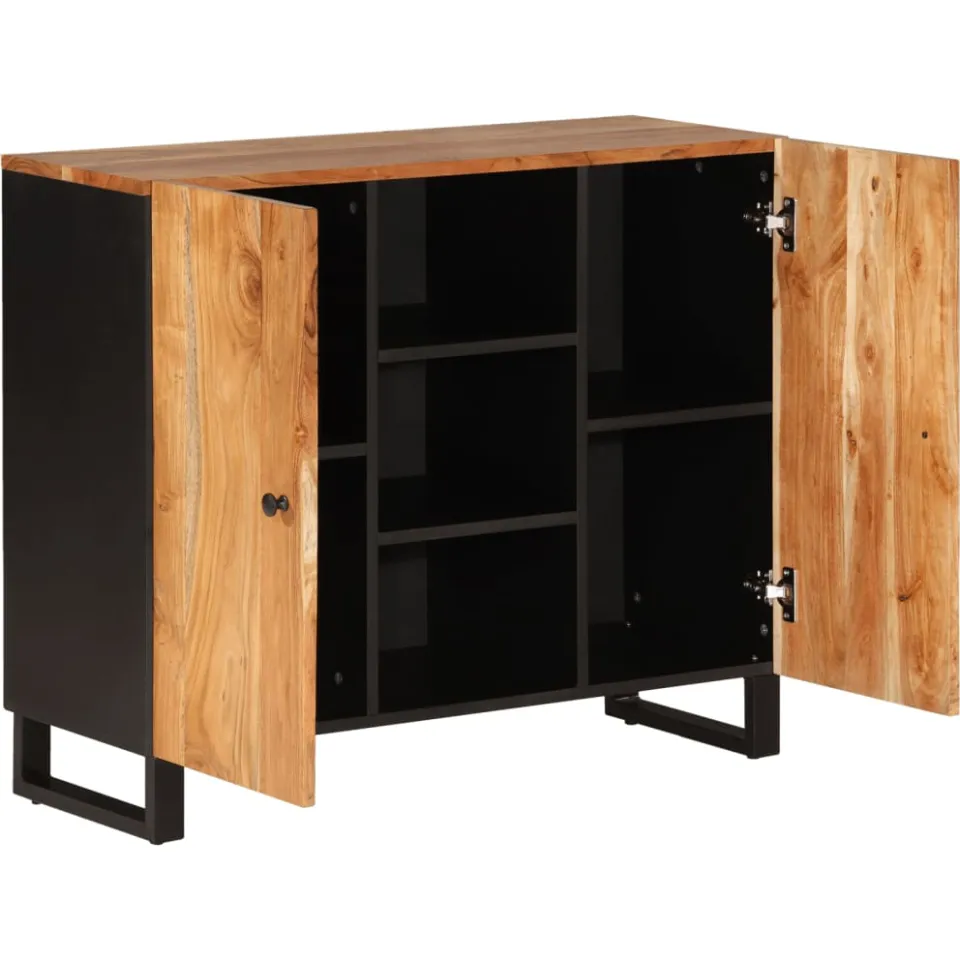 vidaXL Dressoir met 2 deuren 90x33x75 cm massief acaciahout bruin, foto 4