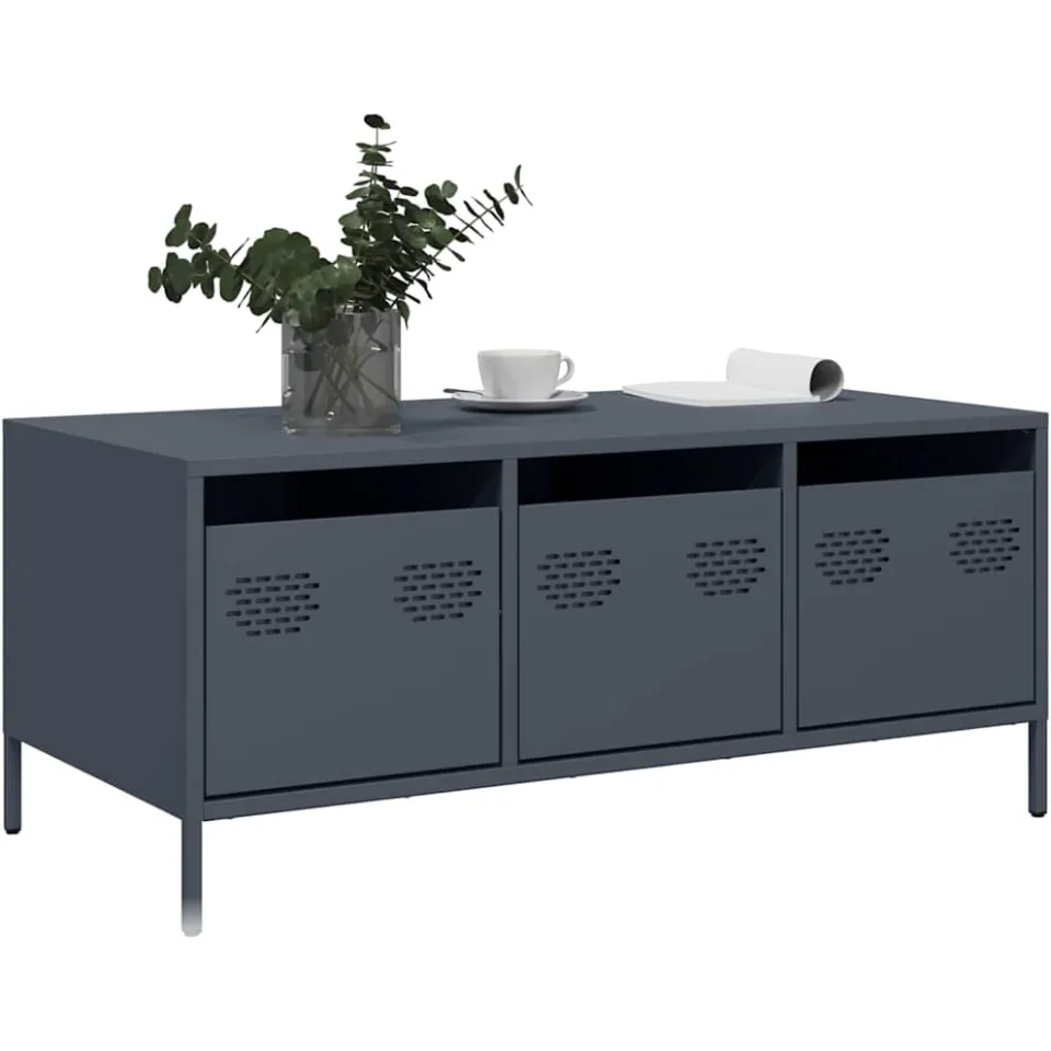 vidaXL Salontafel 101,5x50x43,5 cm koudgewalst staal antracietkleurig Anthraciet