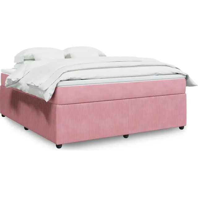 vidaXL Boxspring met matras fluweel roze 180x200 cm