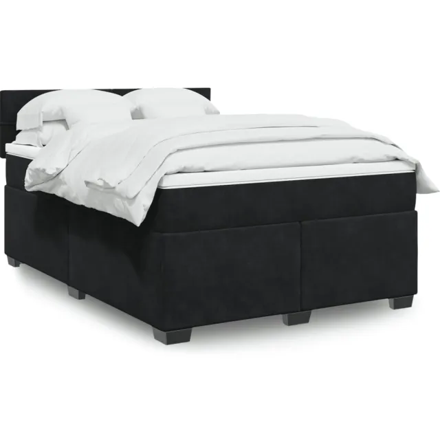 vidaXL Boxspring met matras fluweel zwart 140x190 cm