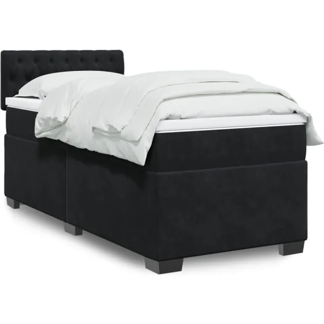 vidaXL Boxspring met matras fluweel zwart 90x200 cm