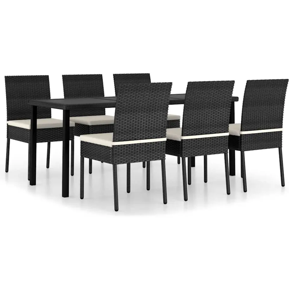 vidaXL 7-delige Tuinset poly rattan zwart, foto 3