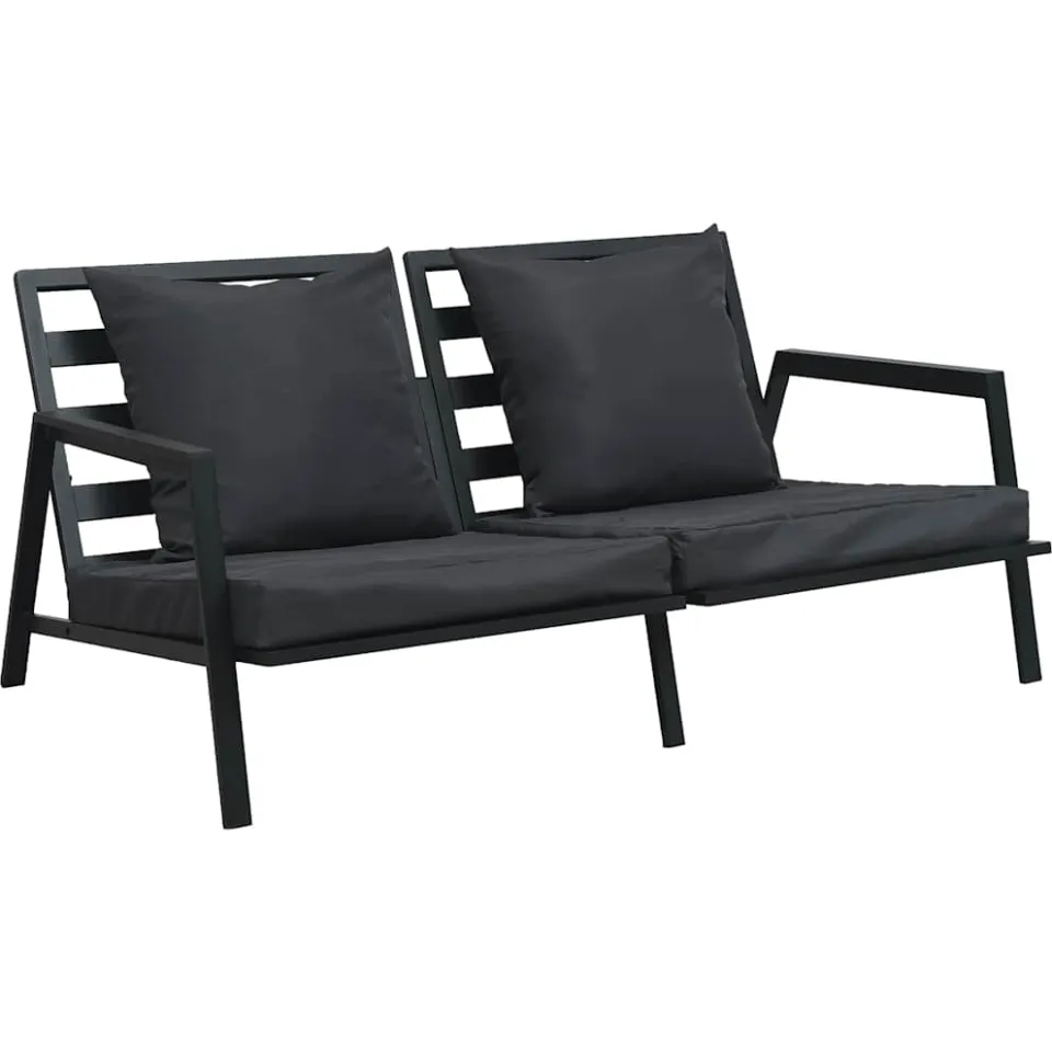vidaXL 4-delige Loungeset met kussens aluminium donkergrijs grijs, foto 2