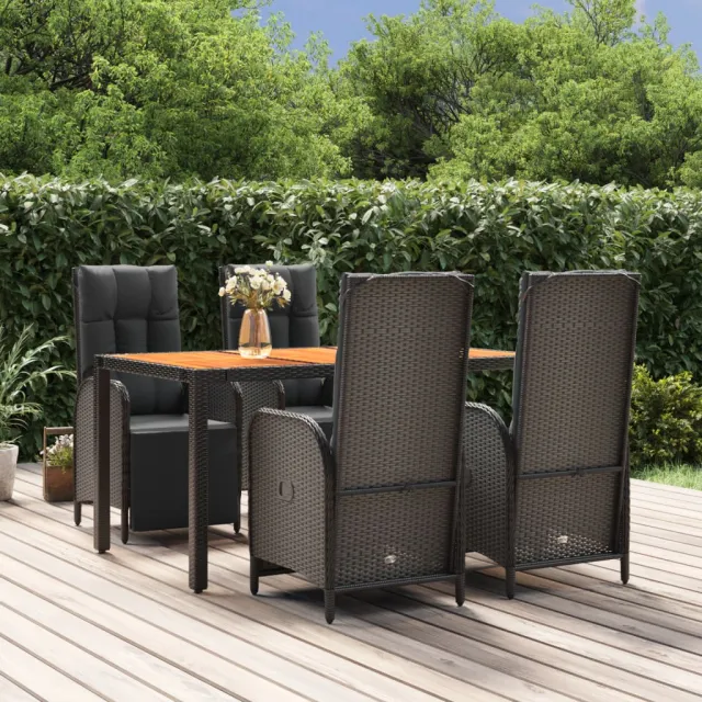 vidaXL 5-delige Tuinset met kussens poly rattan zwart, foto 2