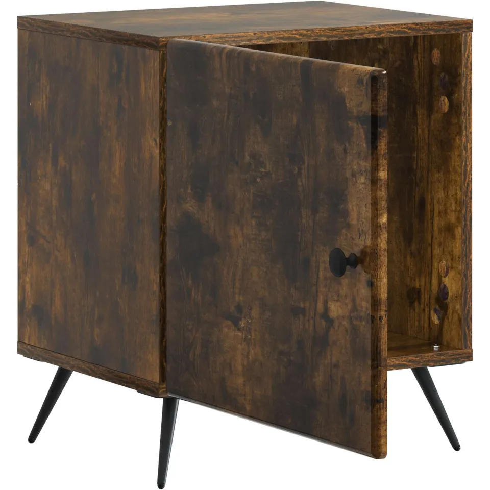 vidaXL Nachtkastje Gerookt eiken 43 x 34,5 x 50 cm Bewerkt hout, foto 3
