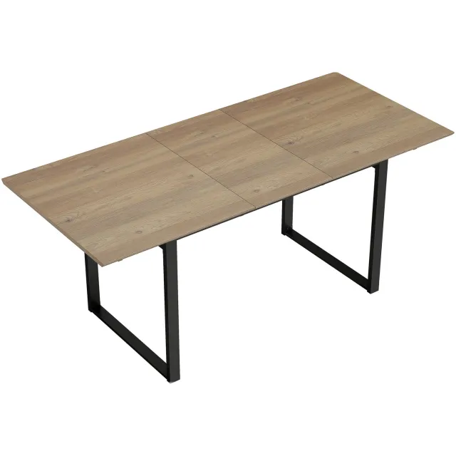 Homona Uitschuifbare eettafel - Voor 6-8 personen - 140-180 x 80 x 75 cm - Houtkleur en zwart Multi