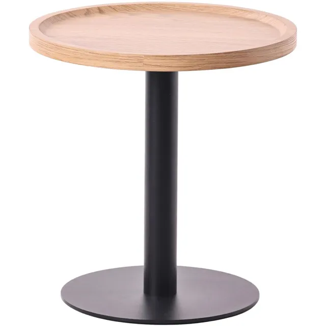 CLP Aspen bijzettafel - rond - salontafel - houten blad - mat zwart metalen onderstel - natura natura M