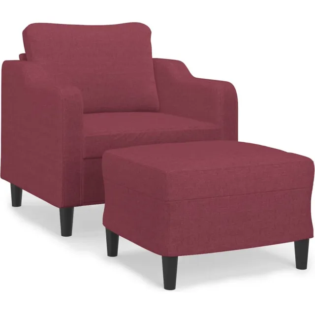 vidaXL Fauteuil - met - voetenbank - 60 - cm - stof - wijnrood