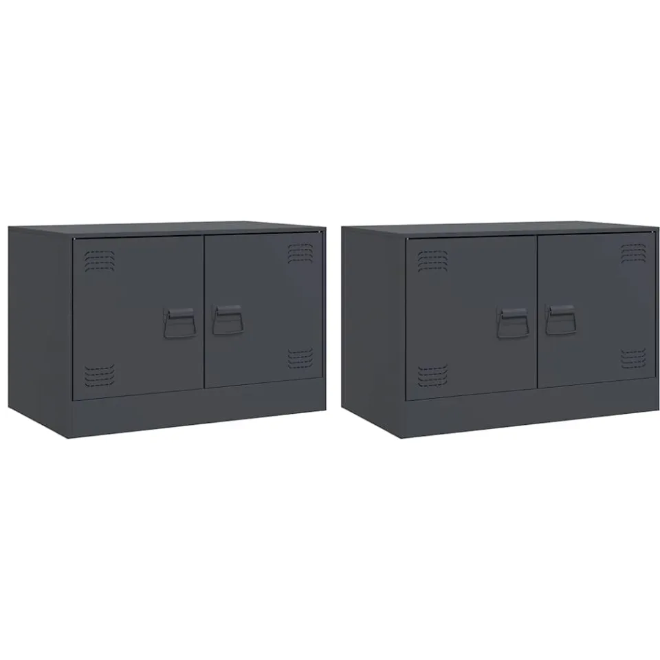 vidaXL Tv-meubelen 2 st 67x39x44 cm staal antracietkleurig, foto 3