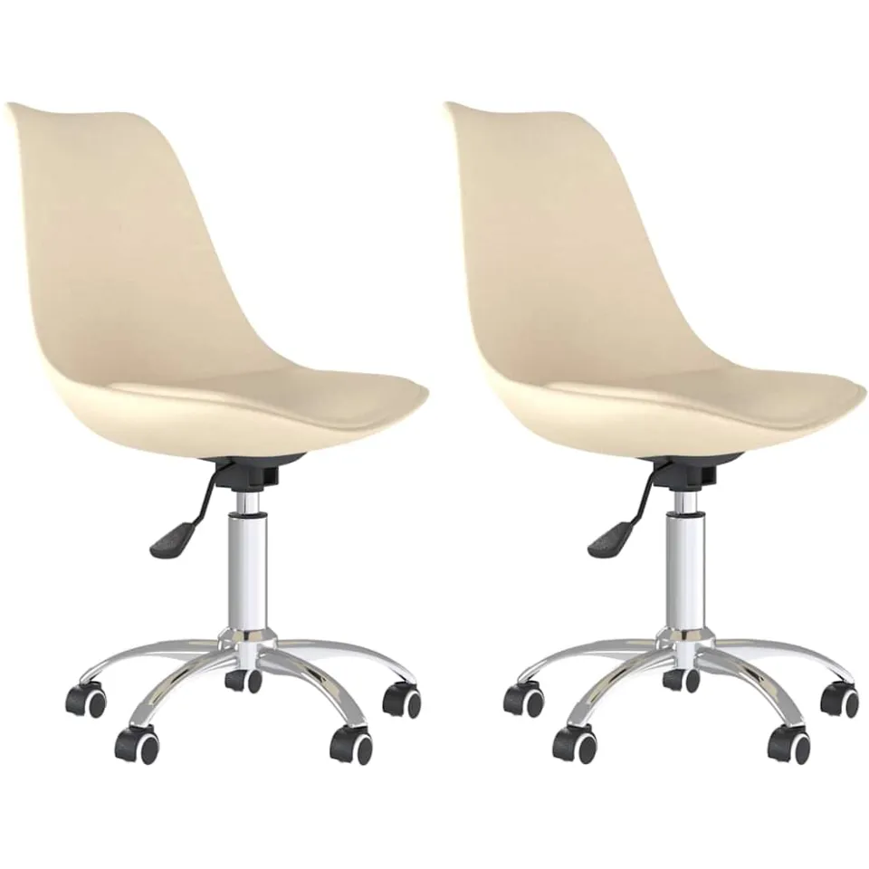 vidaXL Eetkamerstoelen 2 st draaibaar stof crèmekleurig, foto 3