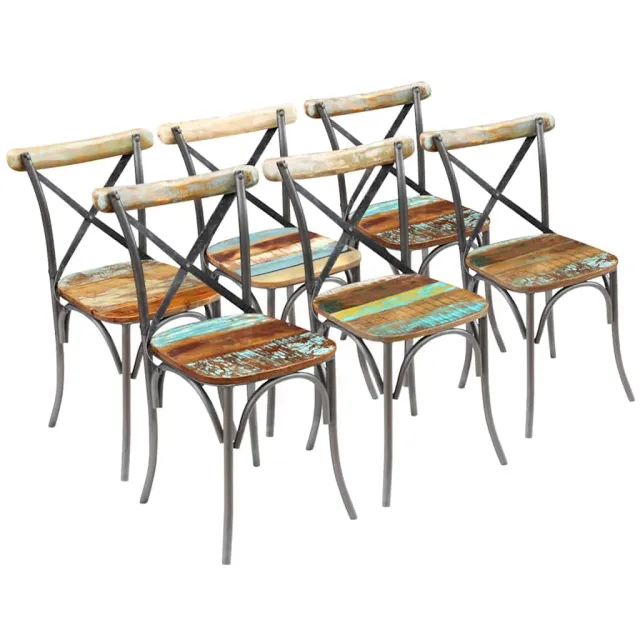 vidaXL Eetkamerstoelen 6 st massief gerecycled hout Meerkleurig