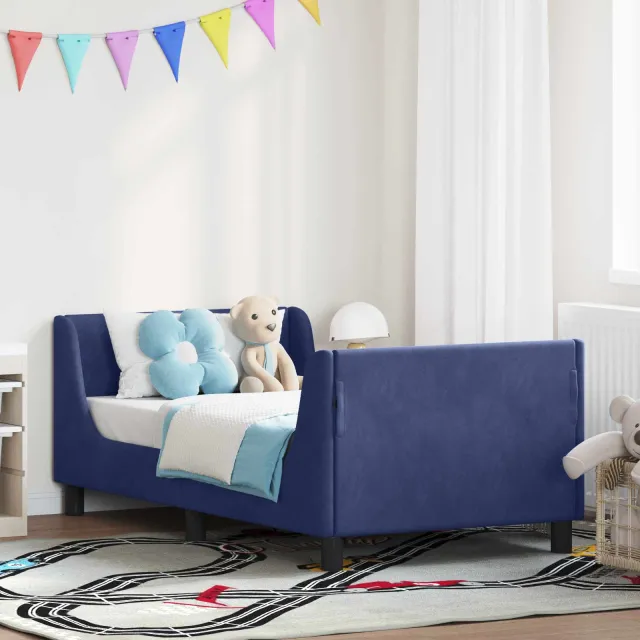 vidaXL Bedframe voor kinderen met hoofdbord Politieblauw 80 x 160 cm blauw