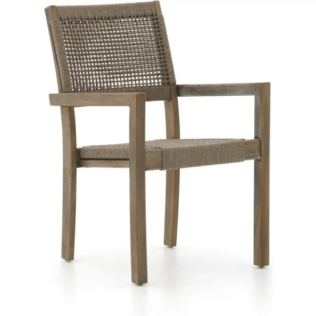 ROUGH Furniture ROUGH-Batang Rope/ROUGH-X 200cm dining tuinset 5-delig stapelbaar Bruin