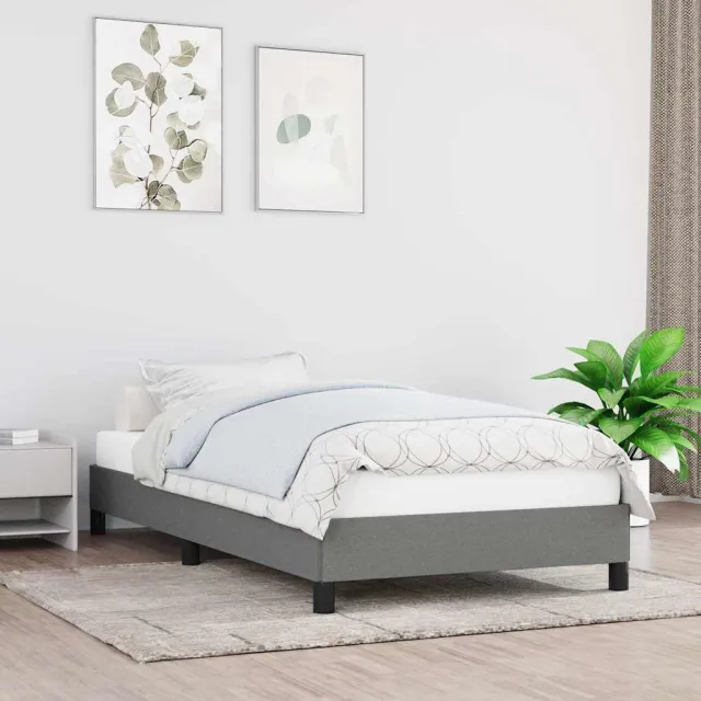 vidaXL Bedframe zonder matras 80x200 cm stof donkergrijs