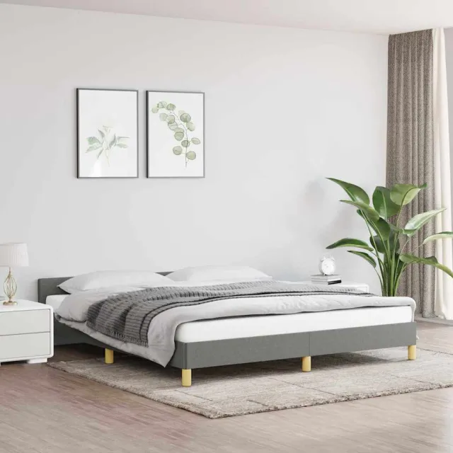 vidaXL Bedframe zonder matras stof donkergrijs 160x200 cm