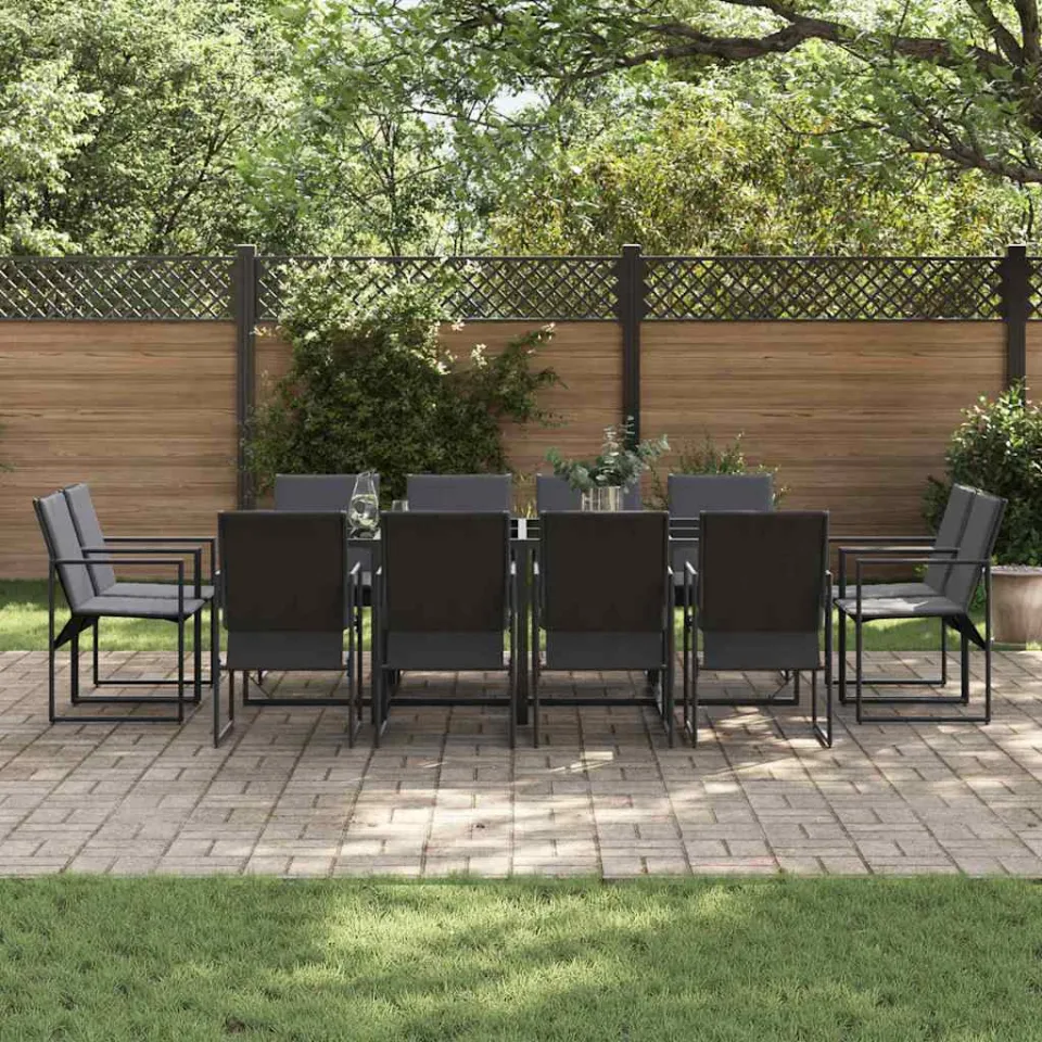 vidaXL Tuin eettafelset 13 st Zwart Staal, foto 3