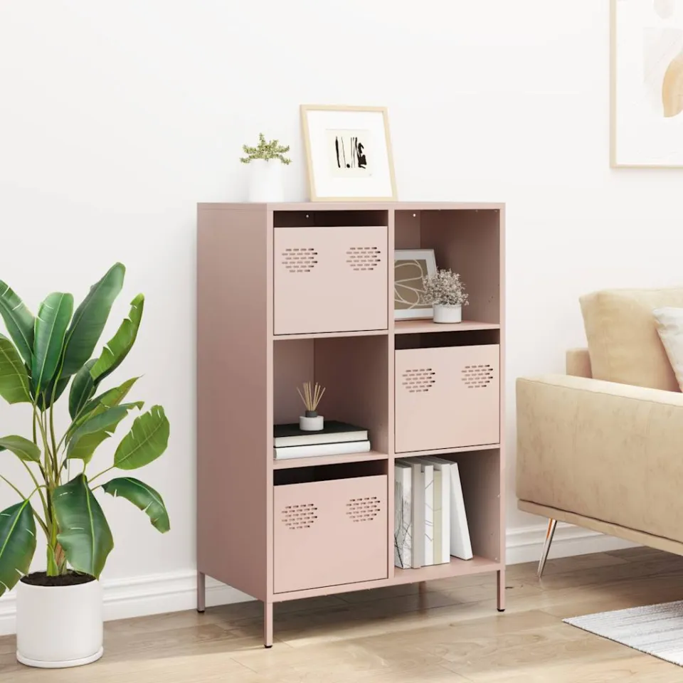 vidaXL Hoge kast 68x39x103,5 cm staal roze, foto 2