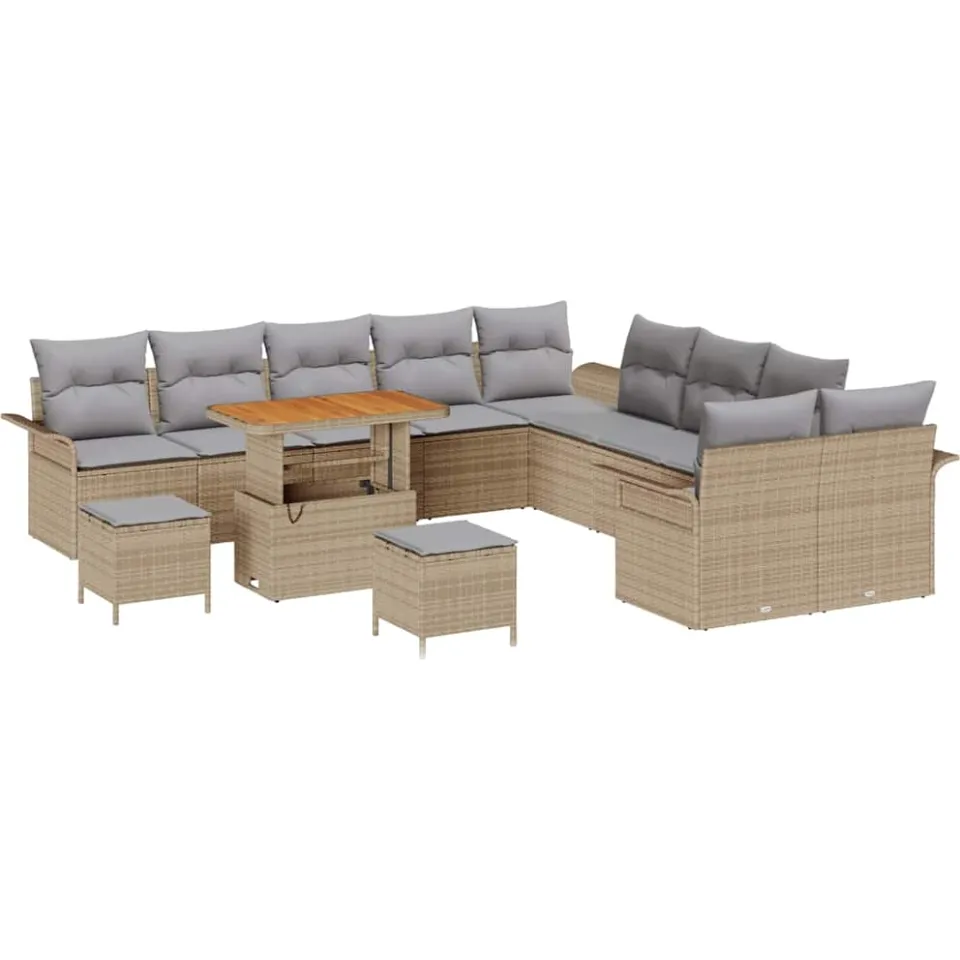 vidaXL Tuinbankenset 13 st Beige poly rattan