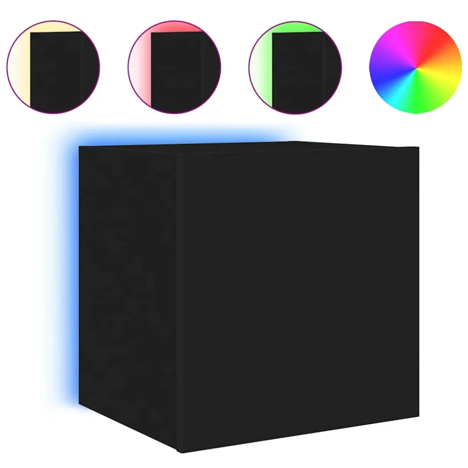 vidaXL Tv-wandmeubel met LED-verlichting 40,5x35x40 cm zwart, foto 3