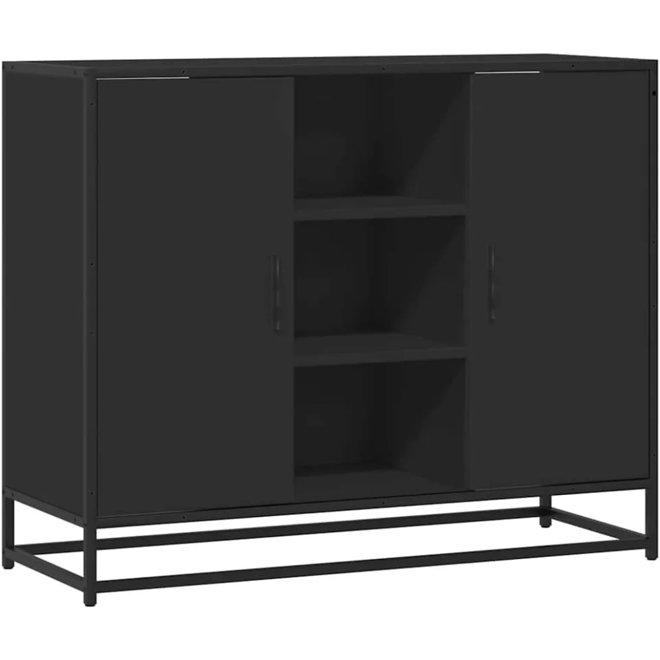 vidaXL Dressoir 92x35x76 cm bewerkt hout zwart, foto 3