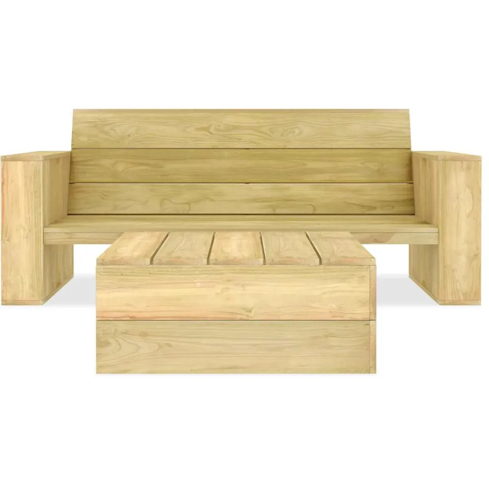 vidaXL 2-delige Loungeset geïmpregneerd grenenhout Bruin
