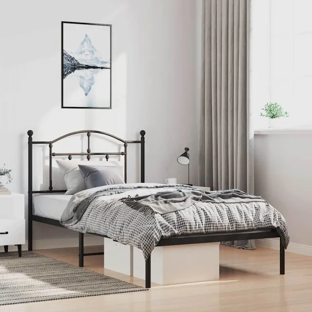 vidaXL Bedframe met hoofdbord metaal zwart 100x190 cm