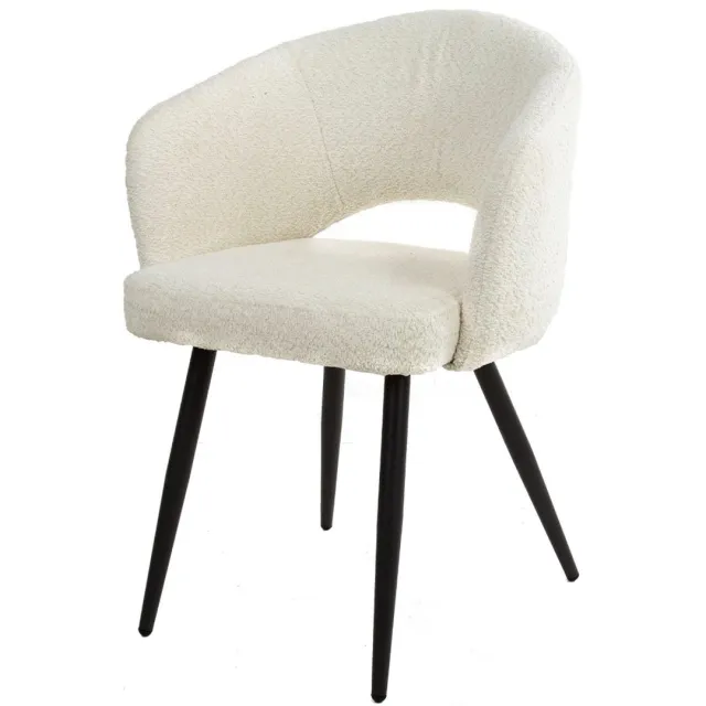 AnLi Style Armstoel boucle salon - wit - set van 2