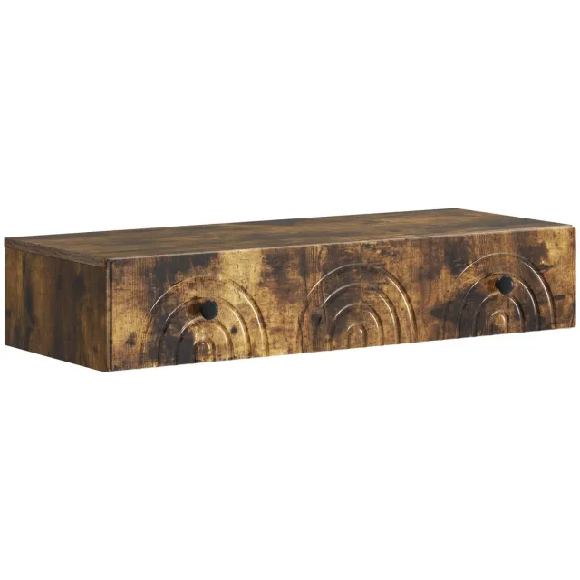 vidaXL Wandgemonteerde - Zijtafel - 87,5 - x - 34,5 - x - 17 - cm - Bewerkt - hout Gerookt eiken