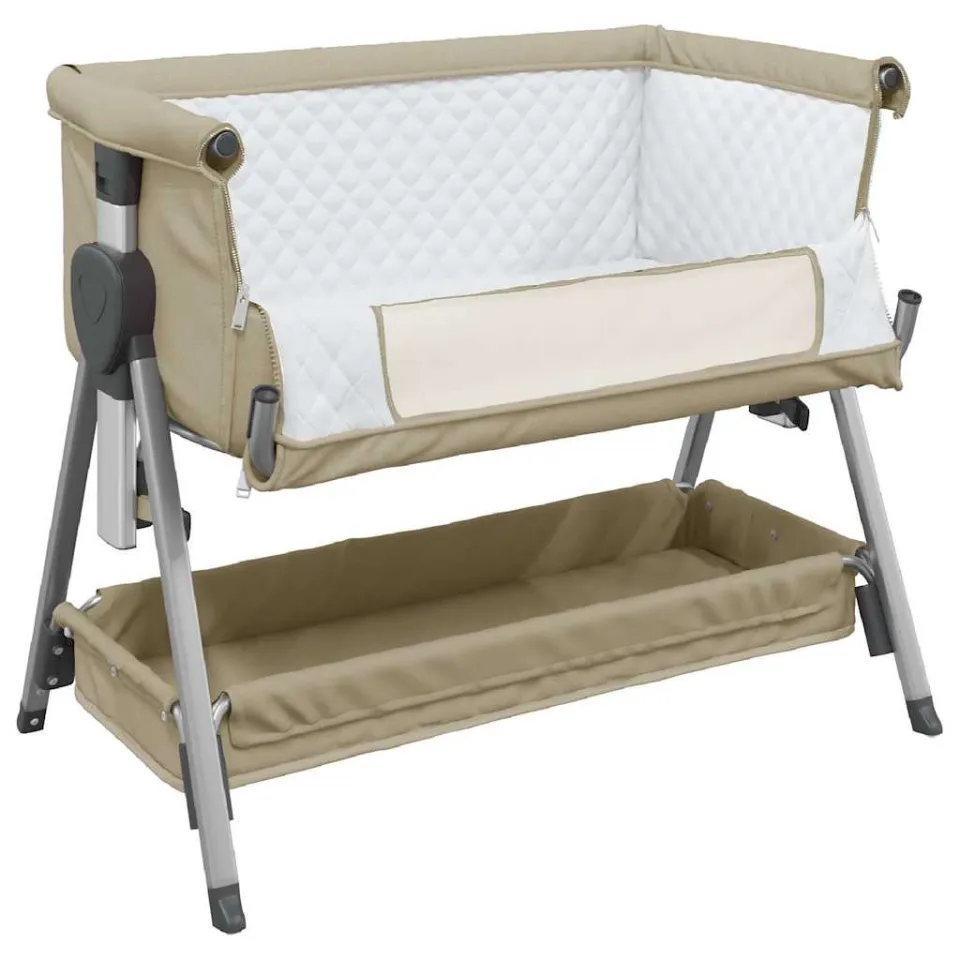 vidaXL Babybox met matras linnen taupe, foto 4