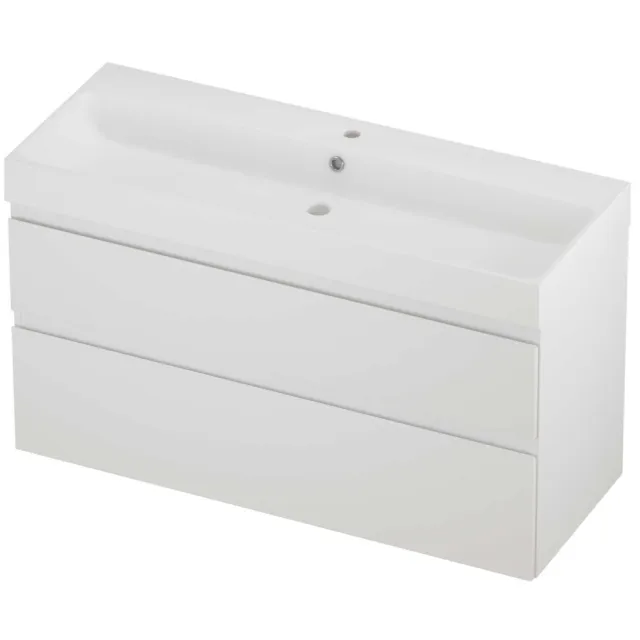 Proline Podium Badmeubelset Polystone Loft 1 Kraangat Asymmetrisch 120x46x70 cm Mat White Mat Wit