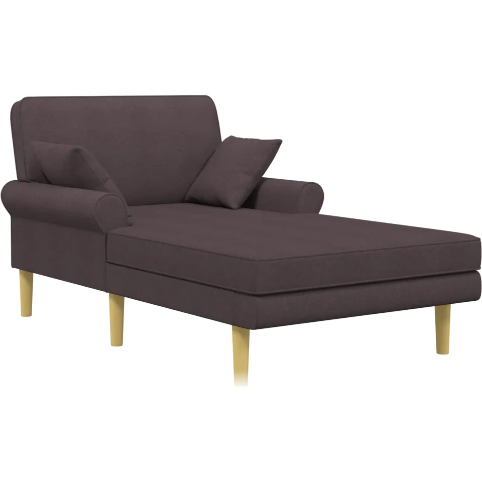 vidaXL Chaise longue Donkerbruin Stof bruin, foto 3