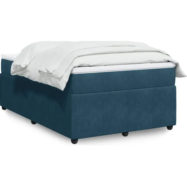 vidaXL Boxspring met matras fluweel donkerblauw 120x200 cm blauw