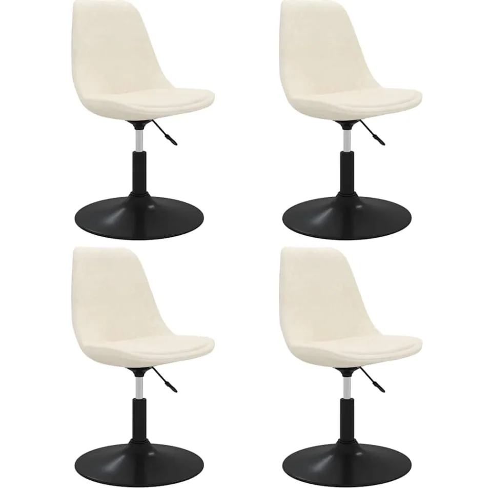 vidaXL Eetkamerstoelen draaibaar 4 st fluweel crèmekleurig, foto 3