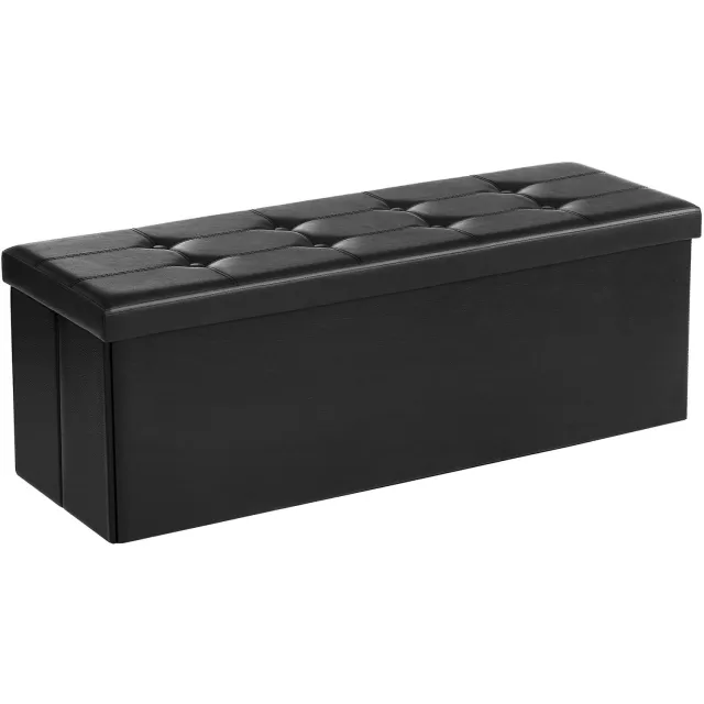 LEOBERT LSF701V1 - Opvouwbare opbergbank - Zwart kunstleer - 110 cm - 120 liter