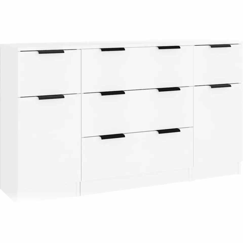 vidaXL 3-delige Dressoirset bewerkt hout wit