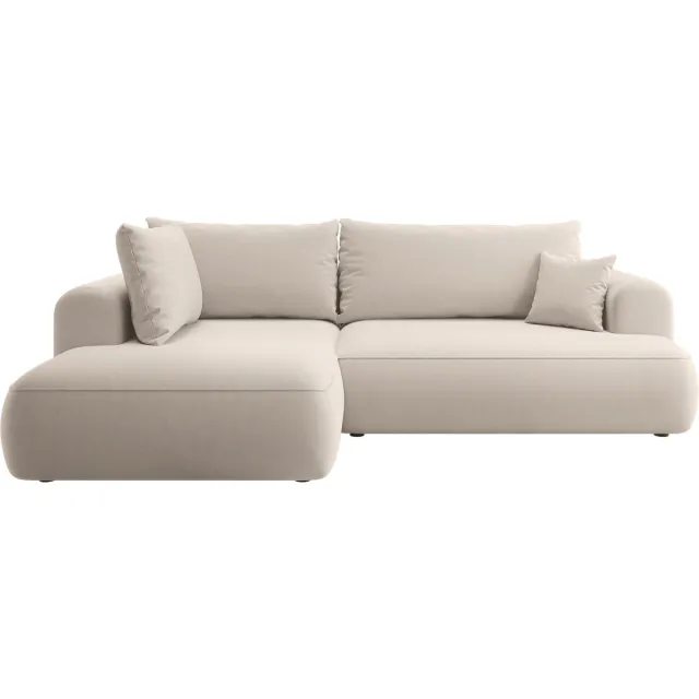 Selsey Ovo - Hoekbank met slaapfunctie L-vormig met opbergruimte - Linkerkant - Lichtbeige Castel 03