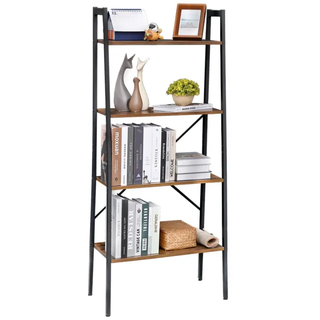 My Ninki ® Industriële Stijl Ladderkast met Vier Lagen voor Veelzijdig Gebruik in Huis of Kantoor bruin