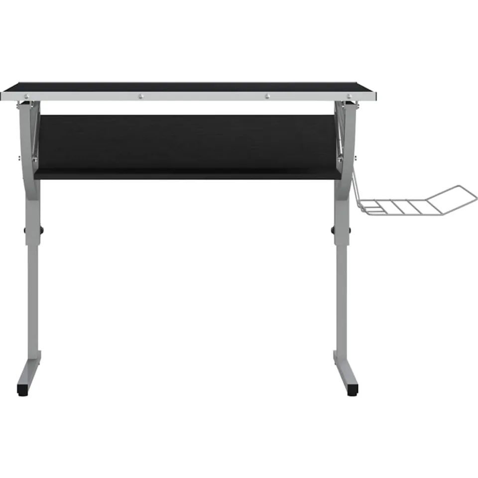 vidaXL Tekentafel 110x53x(58-87) cm bewerkt hout en staal zwart/grijs