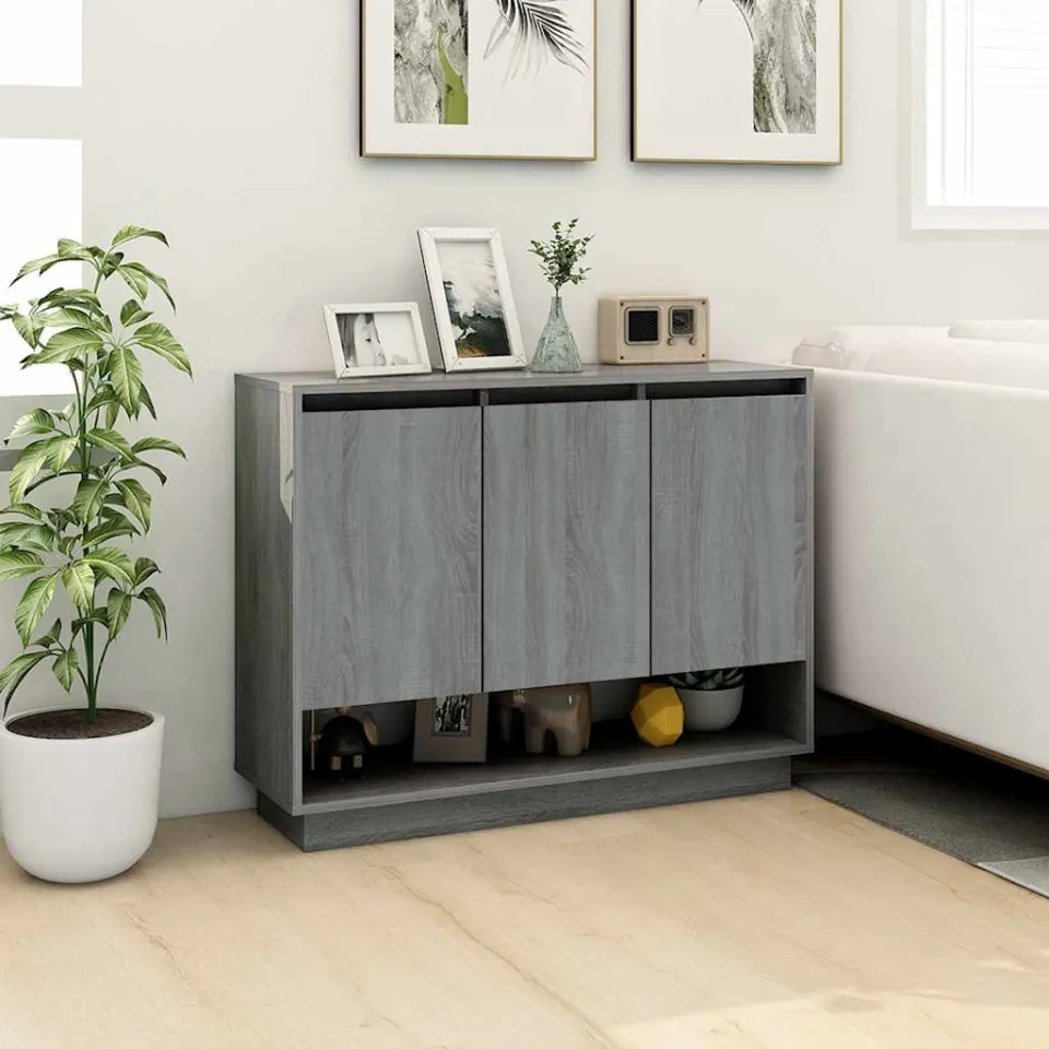 vidaXL Dressoir 97x31x75 cm bewerkt hout grijs sonoma eikenkleurig, foto 3