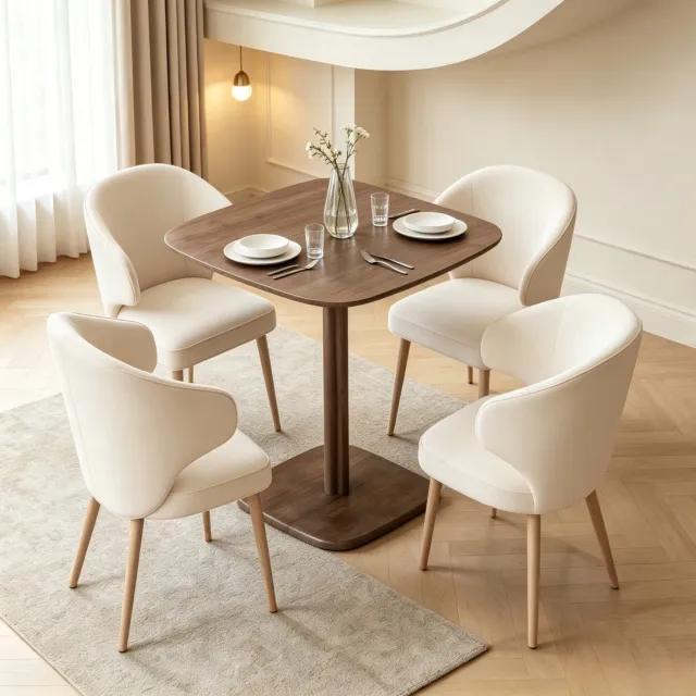 MIVRAY Eettafel - Vierkante Tafel Met Dikke Tafelplaat Voor Vier Personen - Keuken En Eetkamer - Hout Bruin - 70x70x75 Cm