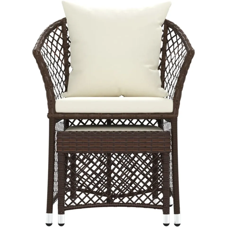 vidaXL 2-delige Loungeset met kussens poly rattan bruin, foto 4