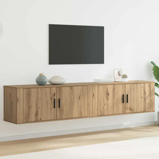 vidaXL Wandtv-kast Set 2 st 100 x 34,5 x 40 cm Artisan Eiken Bruin