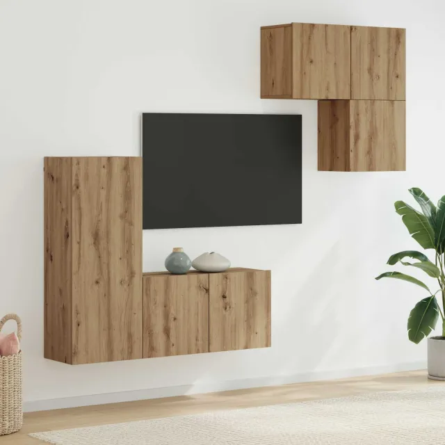 vidaXL TV-kast 4 st Artisan Eiken Bewerkt hout, foto 2