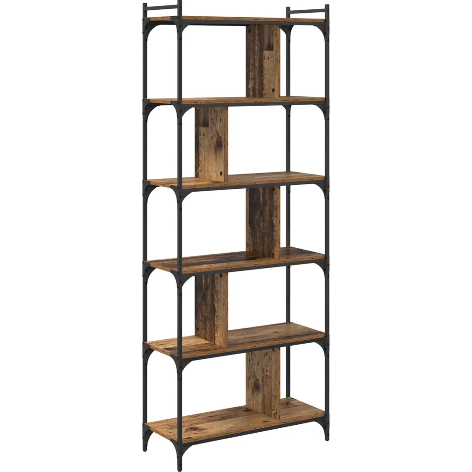 vidaXL Boekenkast 5-laags 76 x 32 x 192 cm Bewerkt hout Oud hout Bruin